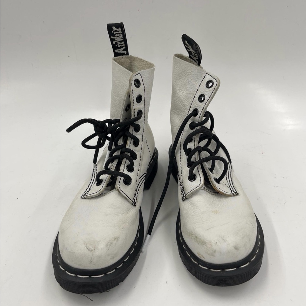 Dr Martens 1460 Pascal White Leather Combat Boots 6 Lace Up Grunge